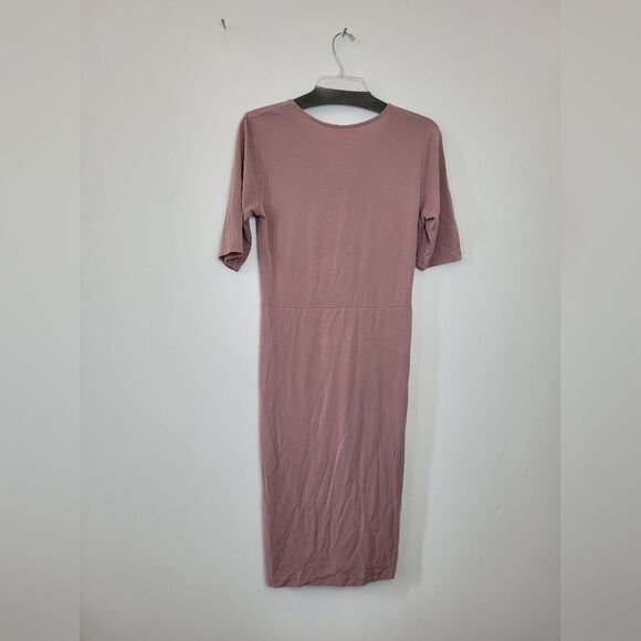 Brigitte Brianna Midi Dress Twist Front Lavendar Purple Modal Cotton Medium - Picture 10 of 11